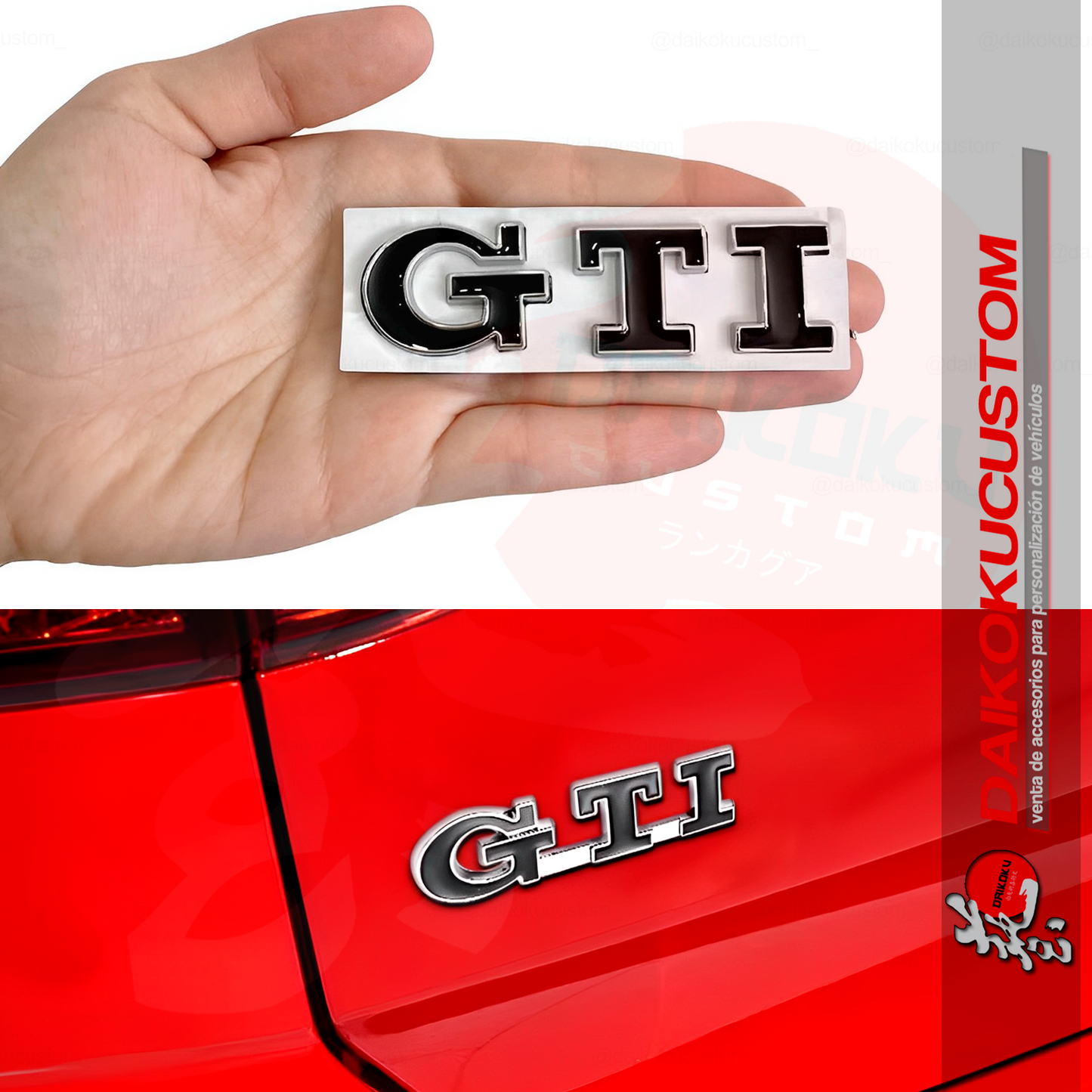 Emblema Adhesivo Trasero GTI Negro