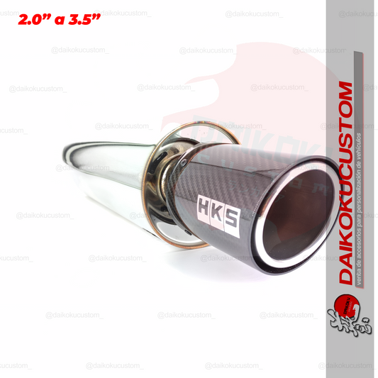 Escape Alto Flujo HKS 1 Salida 2" a 3.5" Punta Carbono Forjado