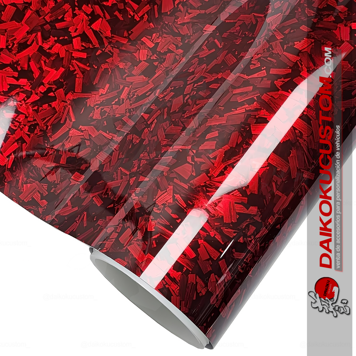 Vinilo Carbono Forjado Rojo 1mt x 1.52mt Adhesivo