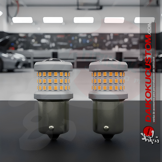 2 (Par) Ampolletas S25 1c Pata Pareja 69 Led Naranja