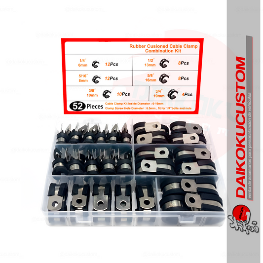 Caja 52 Abrazaderas Revestida Diferentes Tamaños