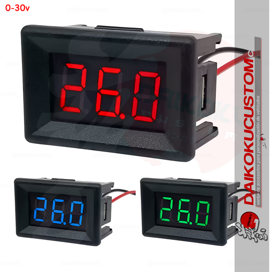 Voltimetro Medidor Led 0-30v Digital 3 Bit Embutido