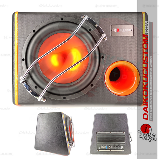 Subwoofer Amplificado 10" 1500w Cono Naranjo B-10 + Kit Cables