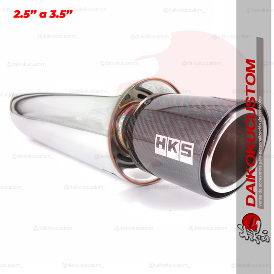 Escape Alto Flujo HKS 1 Salida 2.5" a 3.5" Punta Carbono Forjado