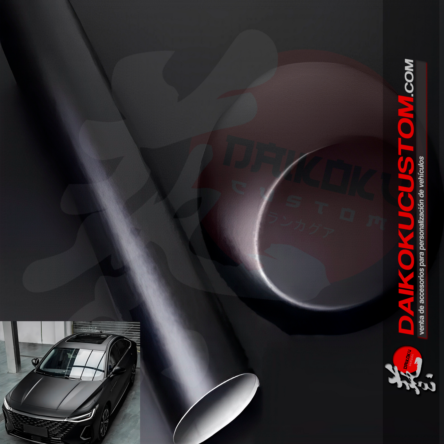 Vinilo Negro Metálico Mate 1.52mt x Metro Lineal
