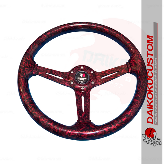 Volante Deportivo Tipo Carbono Forjado Rojo 48-10
