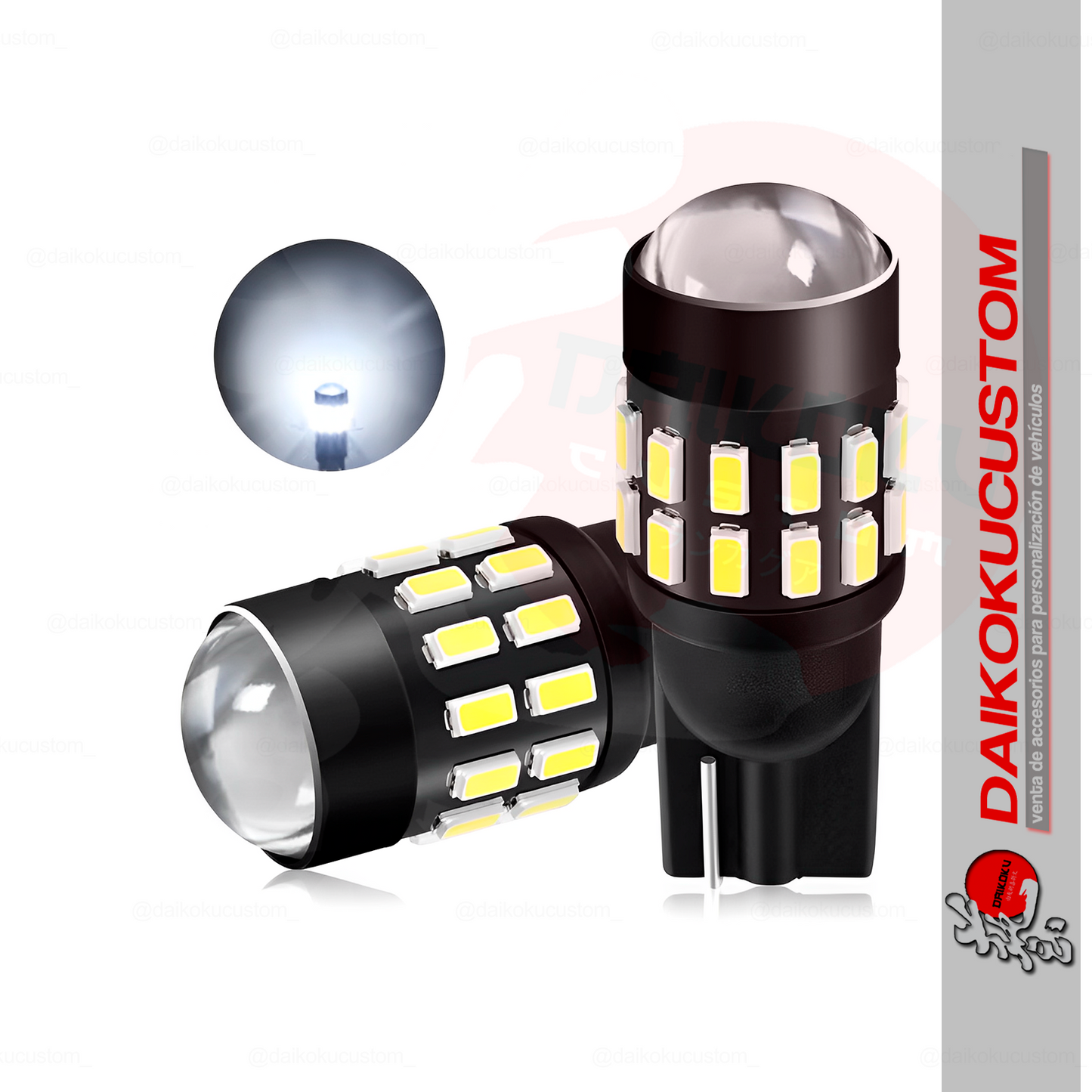 1 Ampolleta Led T10 19 Led Negra Lupa Canbus Blanco