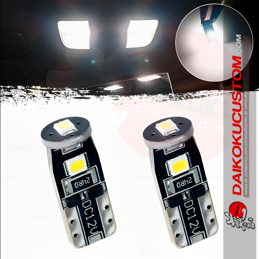 1 Ampolleta Led T10 Punta Redonda 3 Led Blanco