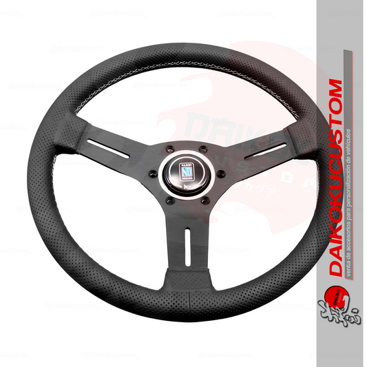 Volante deportivo Nardi eco cuero hilo blanco plano