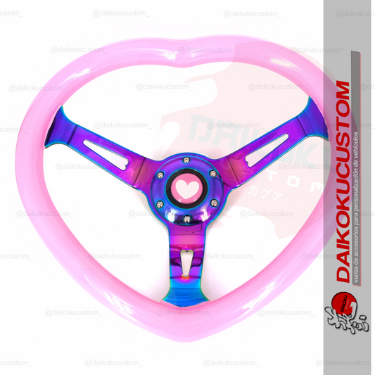 Volante Deportivo Figura Corazon Pvc Rosa Pastel