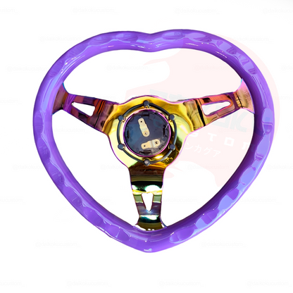 Volante Deportivo Figura Corazon Pvc Morado Concavo