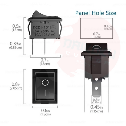 1 Boton Interruptor Simple Rectangular 1 Contacto 2 Pin H63-14