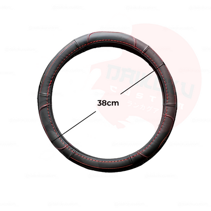 Cubre Volante Premium Cuerina Hilo Rojo