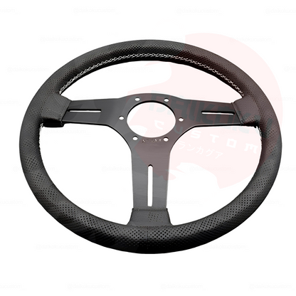 Volante deportivo Nardi eco cuero hilo blanco plano