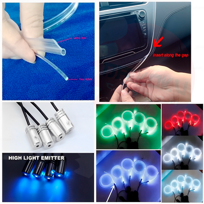 Hilo Led FIbra Optica Tablero + App Rgb Caja 10mt