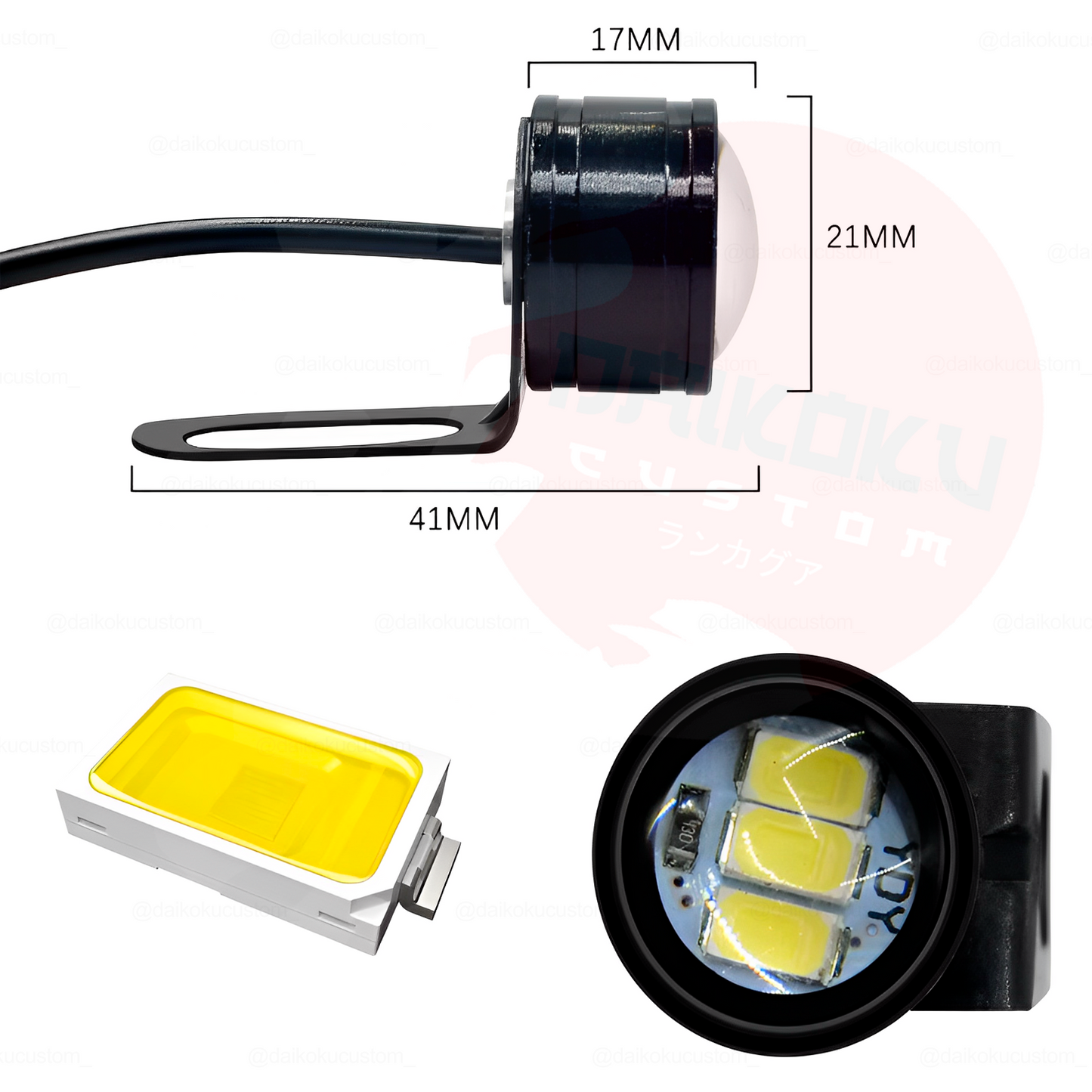 2 Ojo Aguila Led Sobrepuesto Blanco (Estroboscopico)