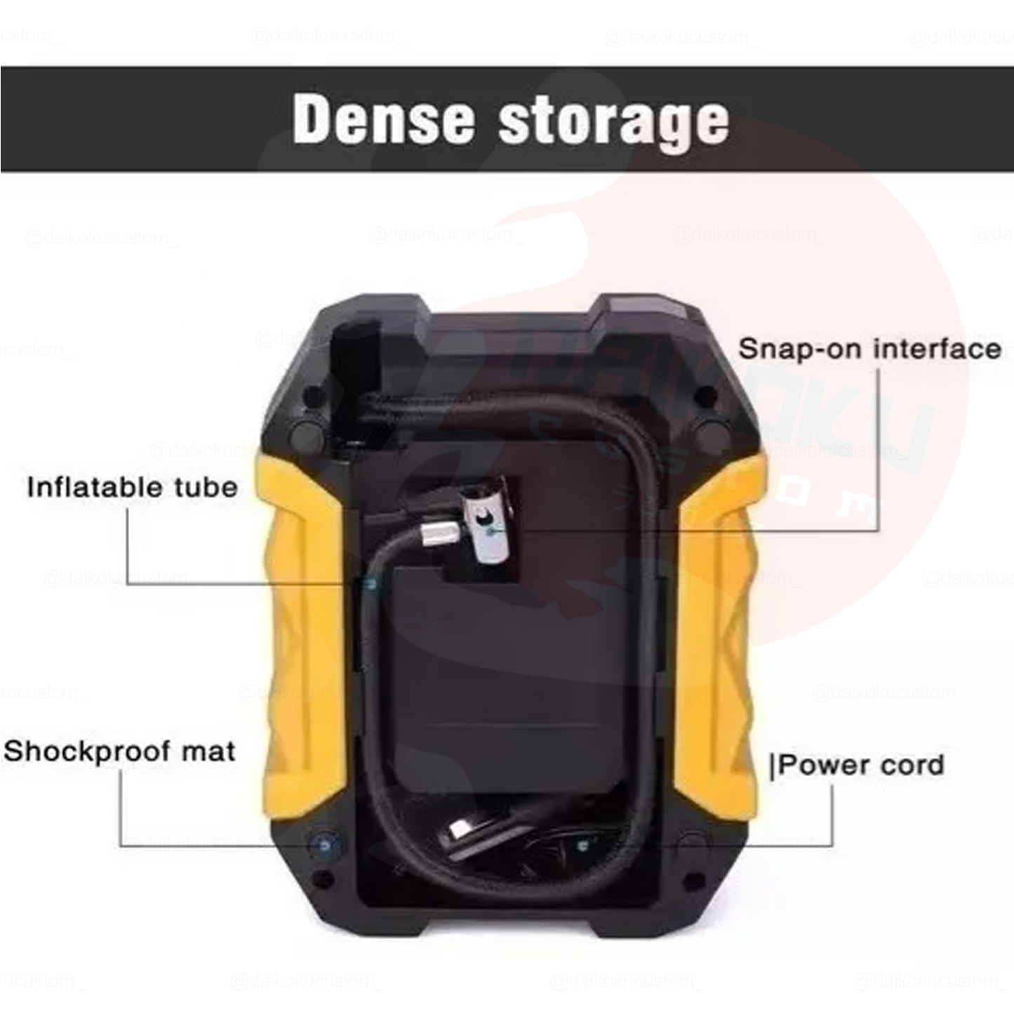Compresor Inflador Neumaticos Aire Portatil 12v Amarillo Con Negro
