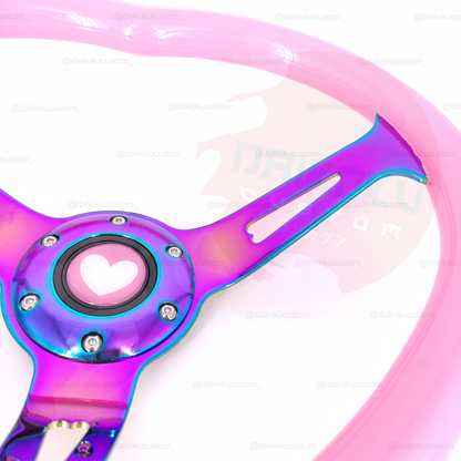 Volante Deportivo Figura Corazon Pvc Rosa Pastel