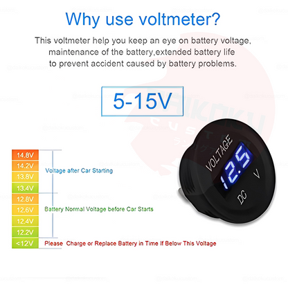 Voltimetro Digital Embutido Tipo Cenicero