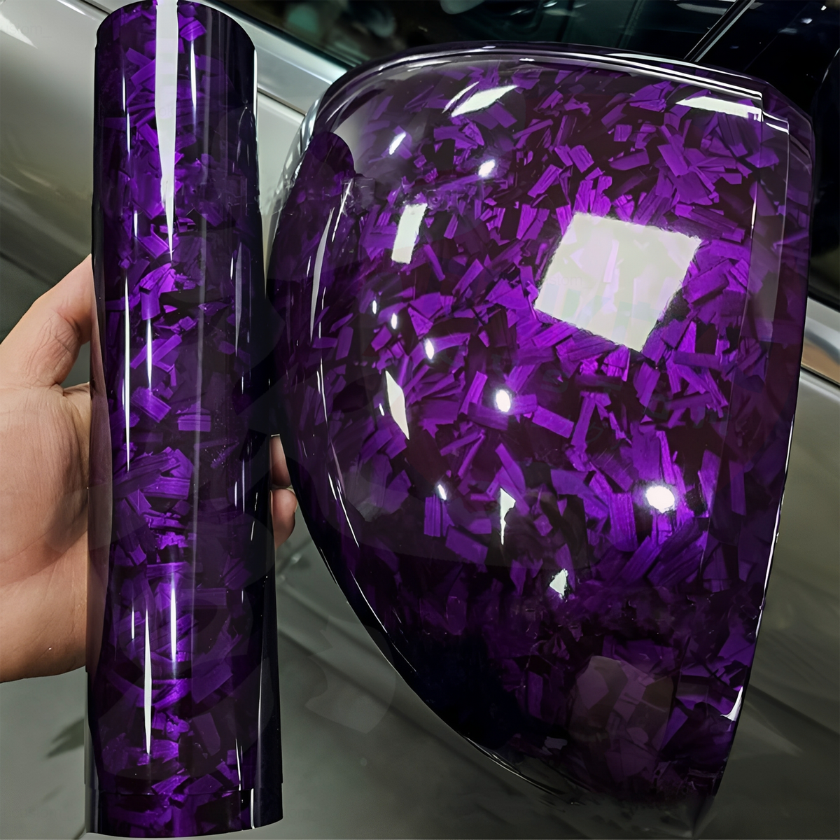 Vinilo Carbono Forjado Morado 1mt x 1.52mt Adhesivo