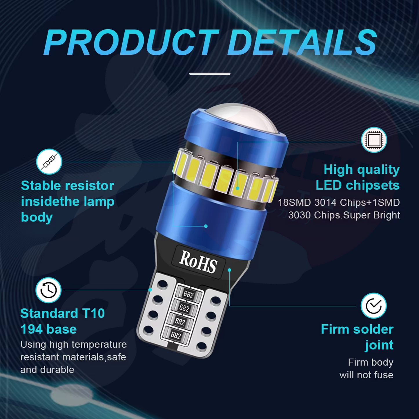 1 Ampolleta Led T10 Lupa 18 Led Smd Canbus Blanco