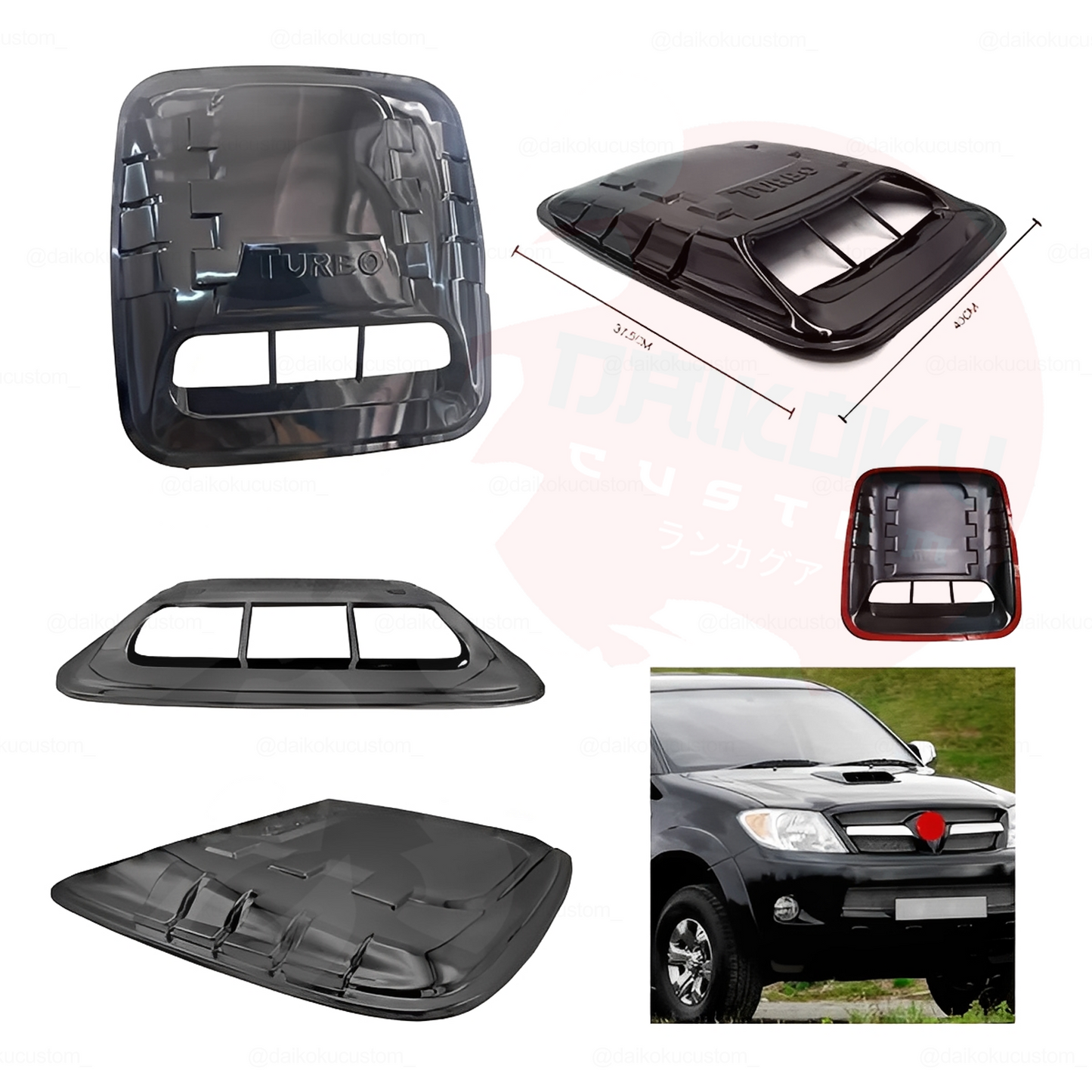 Toma Aire Capot Vent Turbo Negro Brillante