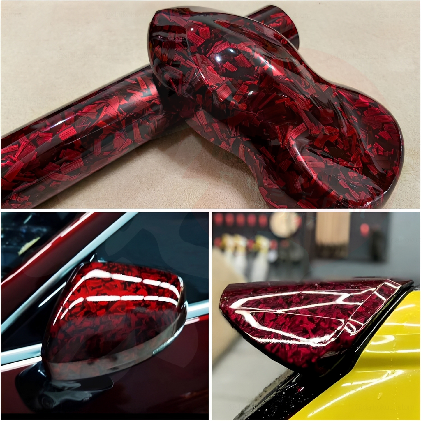 Vinilo Carbono Forjado Rojo 1mt x 1.52mt Adhesivo