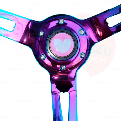 Volante Deportivo Figura Corazon Pvc Morado Concavo