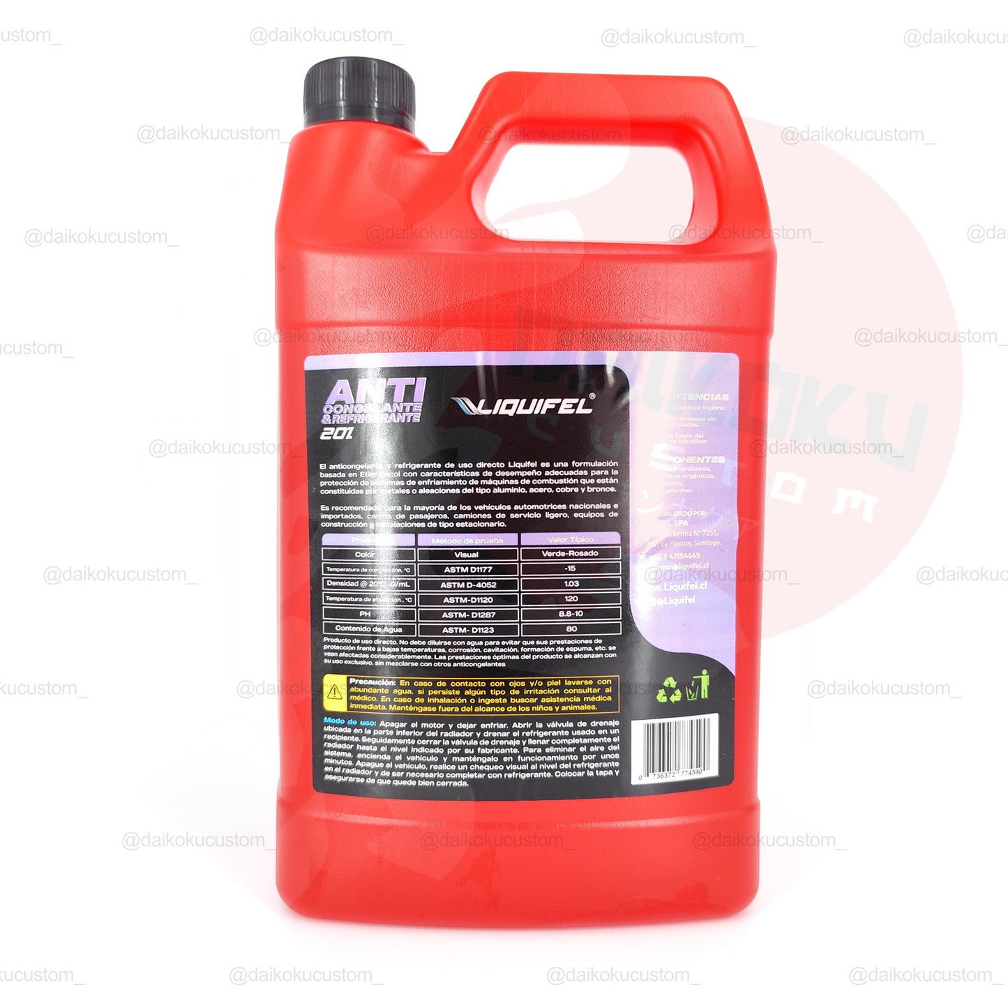 Anticongelante Y Refrigerante Rojo 20% Auto Liquifel 4 Litros