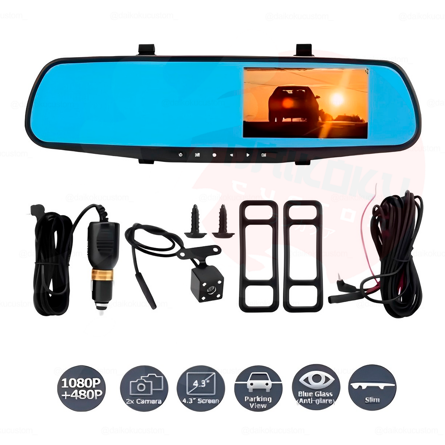 Espejo Retrovisor Doble Camara Frontal + Camara Trasera