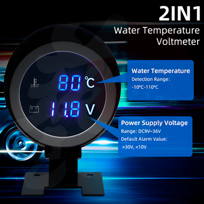 Reloj Temperatura Agua Ad2 + Voltimetro 12v 24v (Incluye Sensor Temp)
