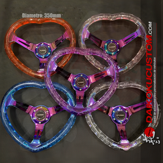 Volante Deportivo Figura Corazon Burbuja Diferentes Colores