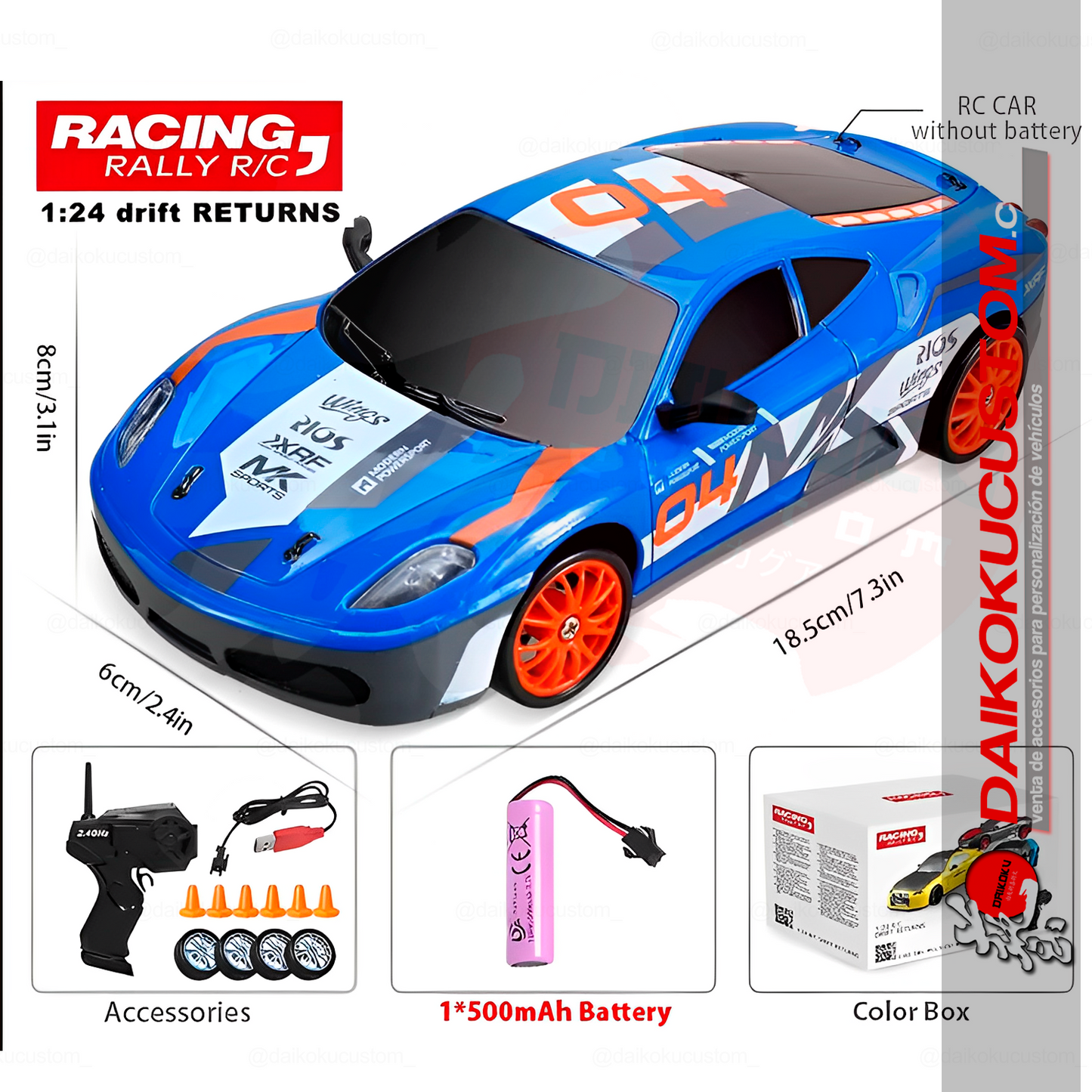 Auto Escala 1:24 Drift Rc Control Ferrari 360 Azul