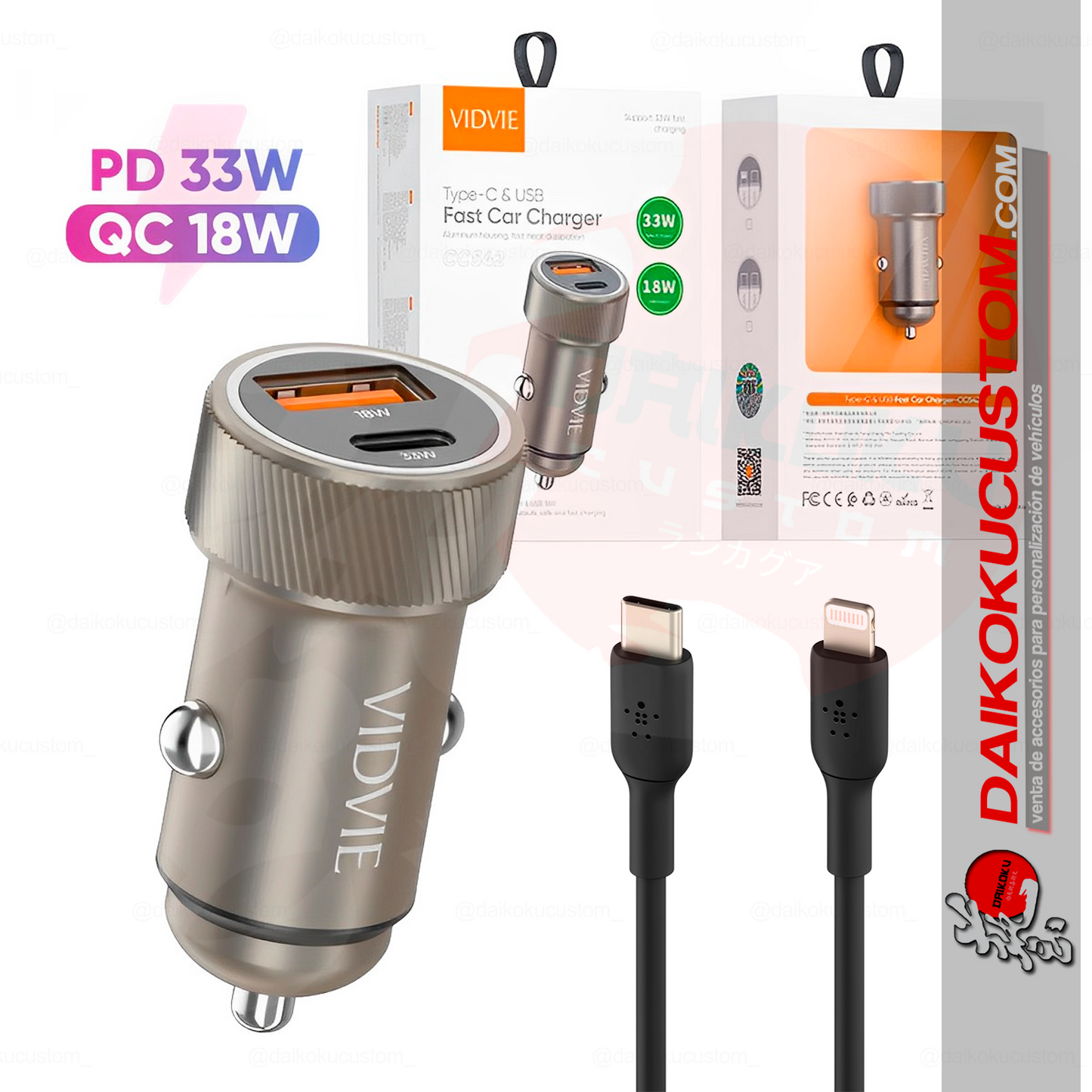 Cargador Celular Carga Rapida Pe 33w Vidvie Cc542 51134 51135