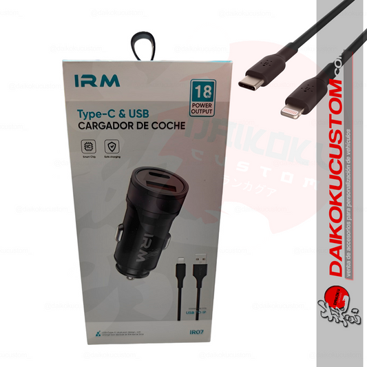 Cargador Irm Tipo C Y Usb 18w + Cable Lightning 1mt IR07 61127