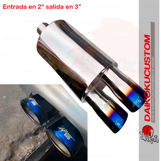 Escape Alto Flujo HKS Doble Salida 2" a 3"