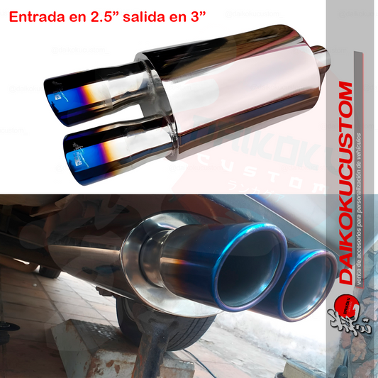 Escape Alto Flujo HKS Doble Salida 2.5" a 3"