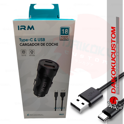 Cargador Irm Tipo C Y Usb 18w + Cable Tipo-C 1mt IR07 61128